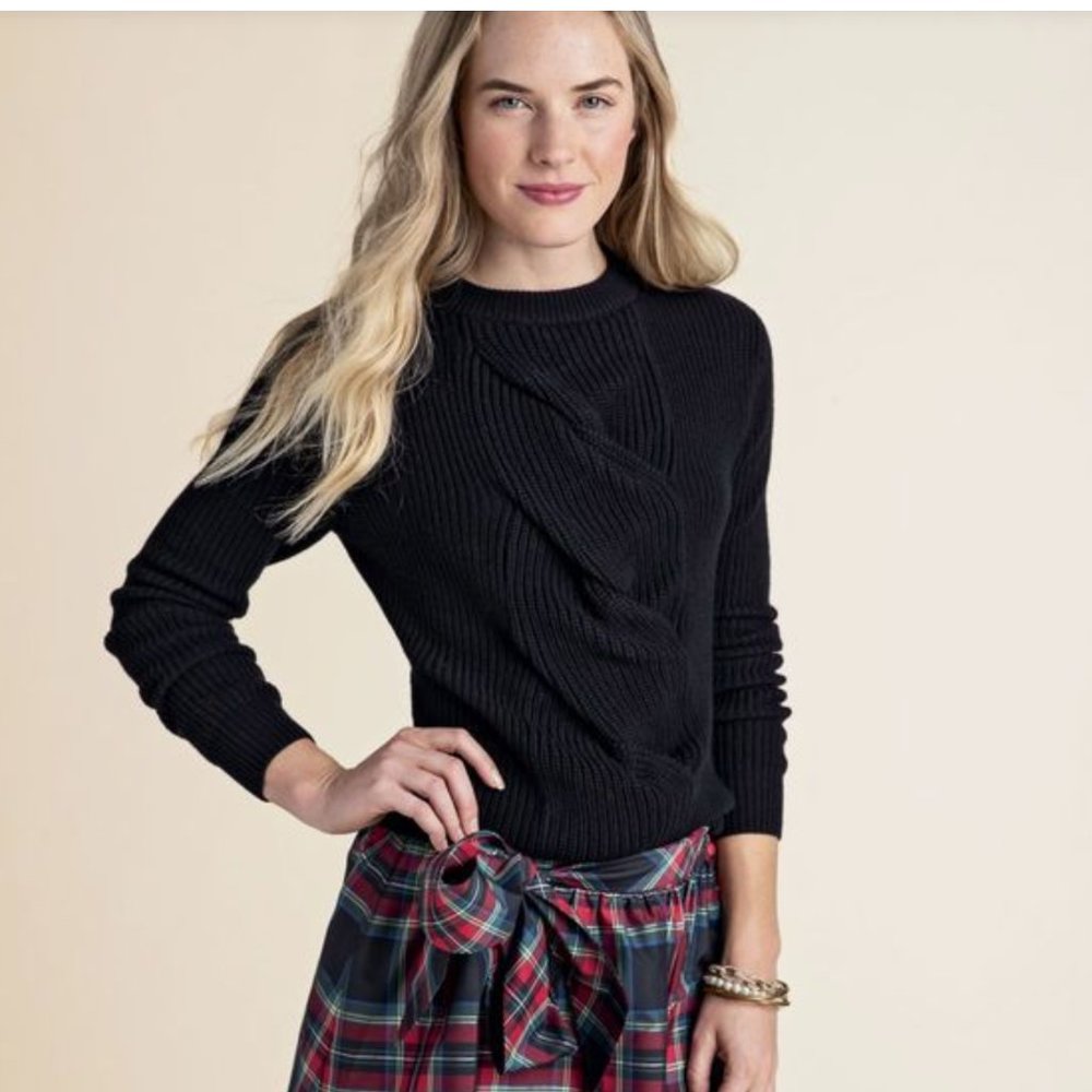 Vineyard Vines | Cable Front Jet Black Sweater - Picture 2 of 10